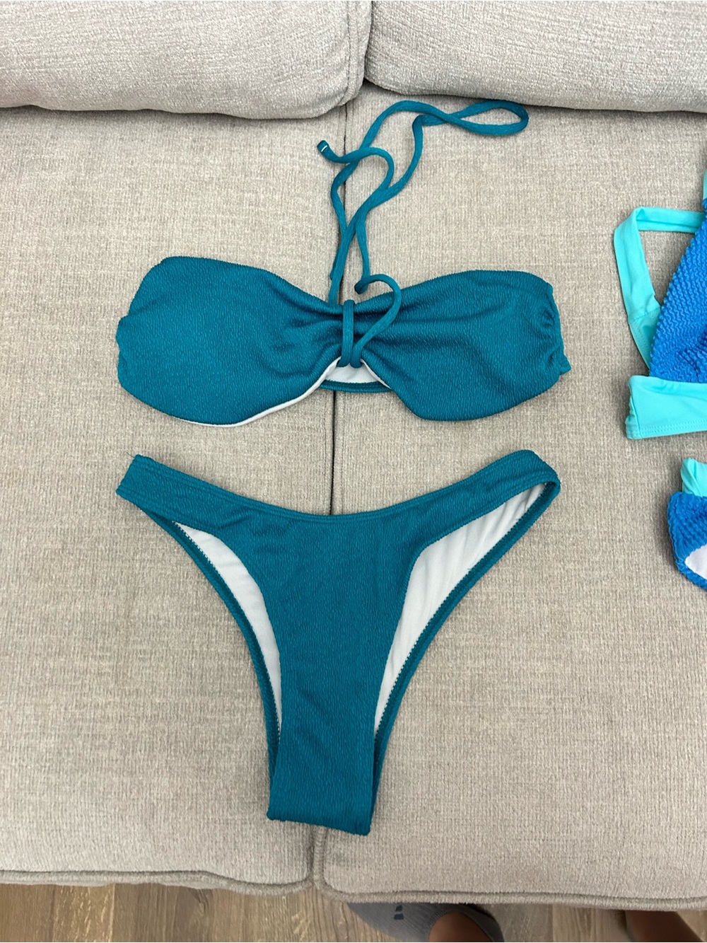 Teal Bandeau Bikini Set - Women's Swim